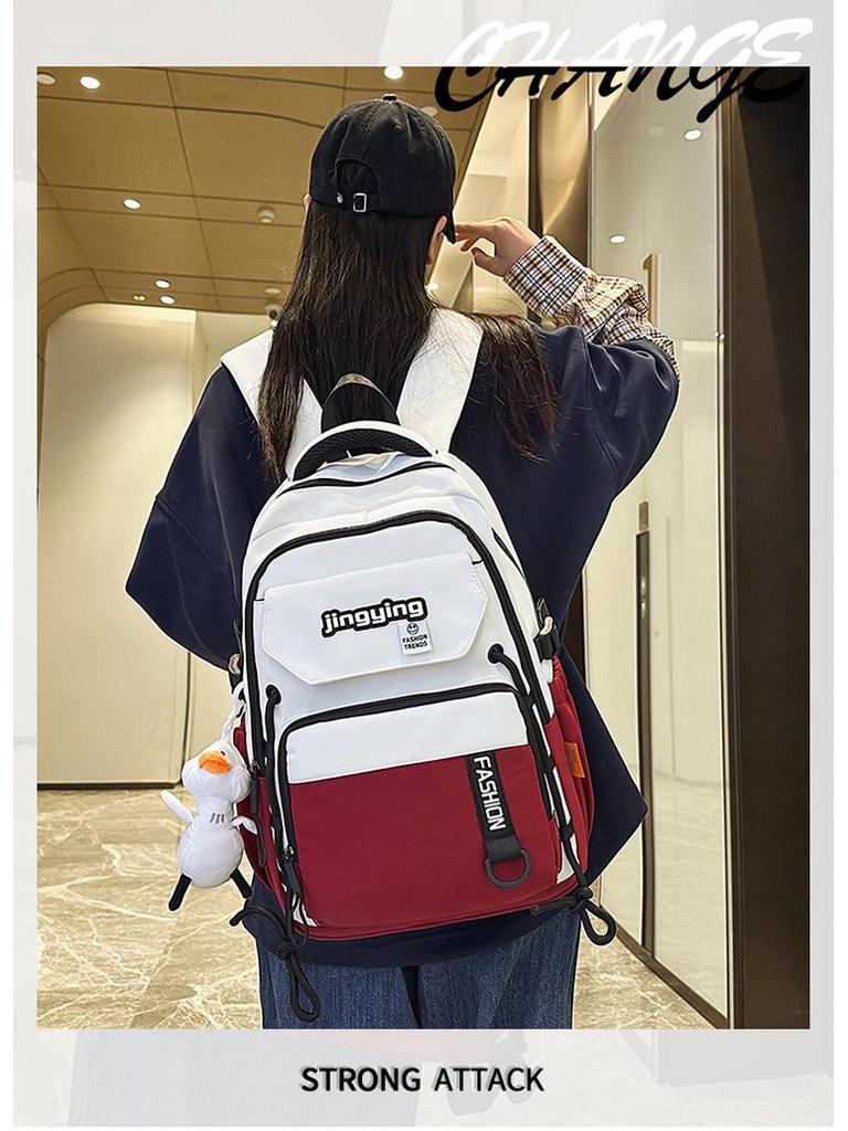 Lulu Japanese Casual Backpack Set: Large Capacity Schoolbag for College, Junior High Students, and Men & Women's Portable Use.
