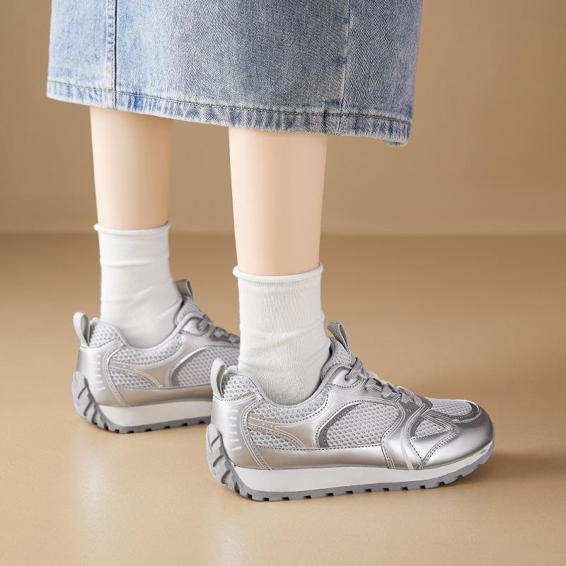 Augustine silver German training shoes women's 2025 new summer mesh sports casual shoes platform running board shoes