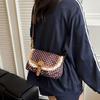 Modische Leinwand-Umhängetasche im koreanischen Stil Neue gepunktete Spitze Schultertasche Süß Exquisit Retro Kontrastfarben Design Damen Taschen KTB