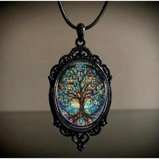Vintage Gothic Raven Cross Witch Halloween Pendant Necklace Accessory