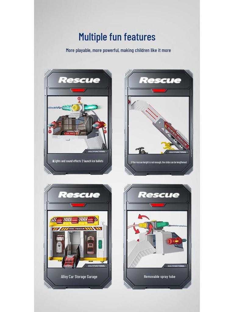 Camión de Rescate de Incendios Multifuncional Estilo Sam - Coche de Policía Grande con Rociador de Agua y Pista para Niños