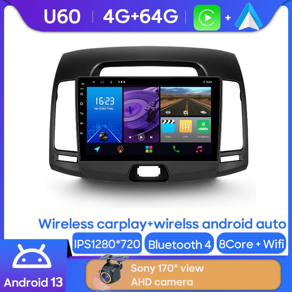 For Hyundai Elantra 4 HD 2006 - 2012 Android 13 Car Stereo Head Units Player Multimedia Radio Android Auto Carplay GPS Wifi BT