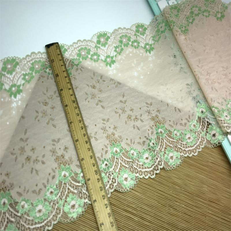 ( 3 Colors) 23.5cm wide Elastic Lace, Two-tone Stretch Spandex Textile Lace Fabric for Lingerie, Bra, Underwear, Garment, Sewing & Crafting