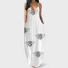 Women Fashion Large Size Print Sexy Deep V Sling Long Skirt Casual Dress