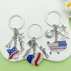 Independence Day Flag Heart & Star Earrings Keychain Pendant