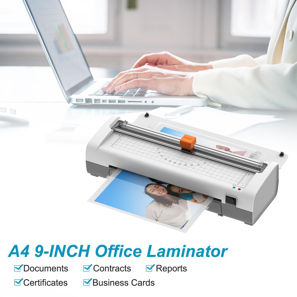 A4 Desktop Laminating Machine 9 Inches Thermal Laminator Machine Hot and Cold Lamination 230mm Entry Width Quick Warm-up
