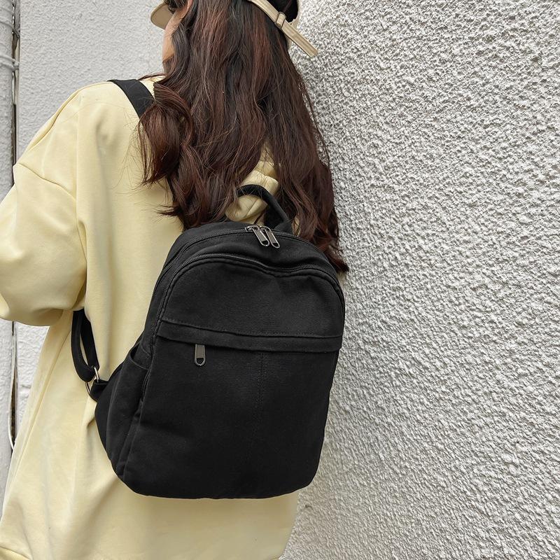 Стирка ткани однотонный простой студенческий рюкзак весна новый повседневный стиль наплечный рюкзак чёрный