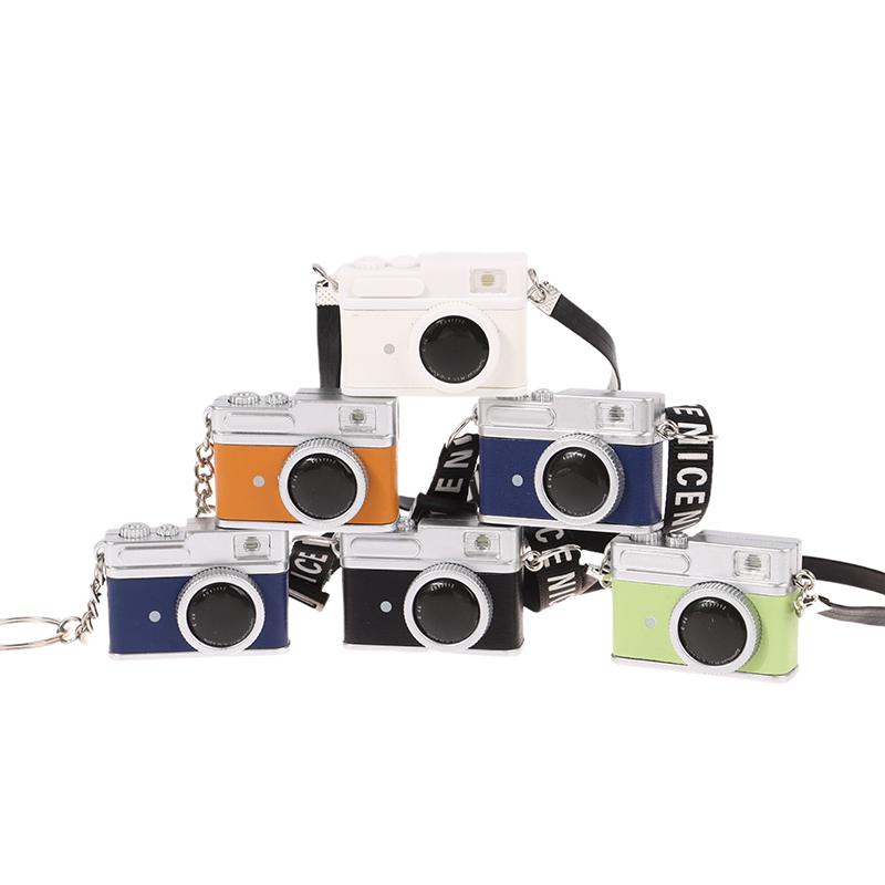 Mini Camera Keychain Dollhouse Slr Camera Model W/Shutter Flash Camera Keyring Bag Pendant Necklace Pendant Doll Dress Up Toy