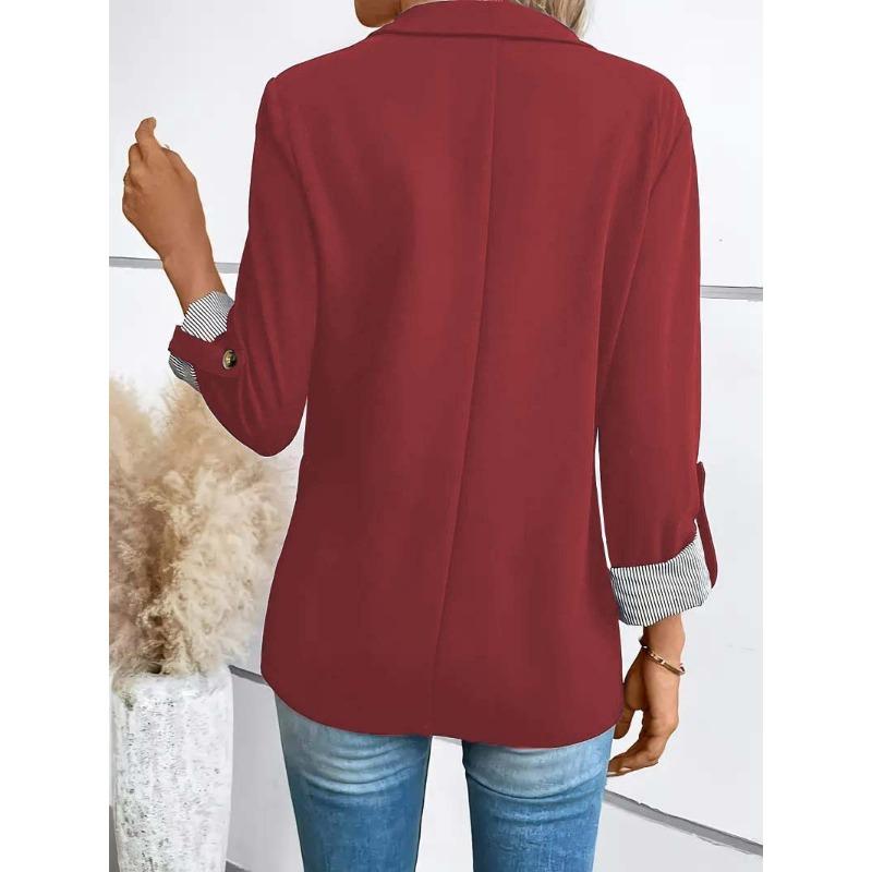 DAFIFY Damenmode, lässig, einfarbig, Herbst-Winter, langärmelig, POLO-Ausschnitt, Jacken und Mäntel