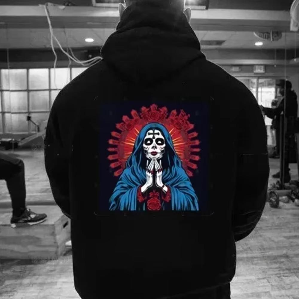 American Gothic Skull Print Hoodie Cotton Men's Loose Casual Eagle Super Cool Hoodie Hoodie Men's Hoodie Sweatshirt