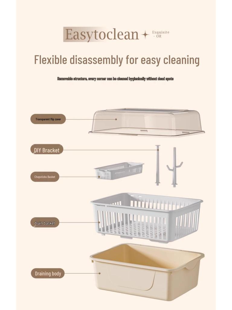 Cutlery & Bottle Drying Rack with Dustproof Lid for Baby Utensils