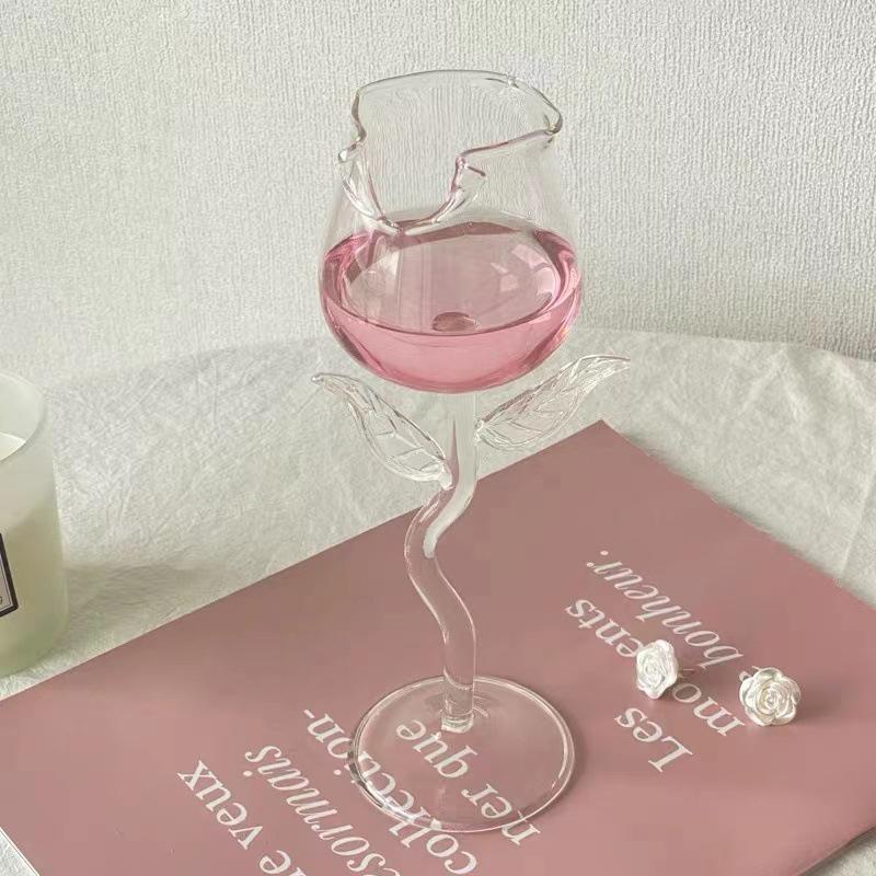 Bicchieri da Vino Rosso a Forma di Rosa Bicchieri da Vino a Forma di Rosa con Petali di Rosa Colorati 150/400ml Calice da Vino Rosso a Forma di Rosa Coppa da Cocktail