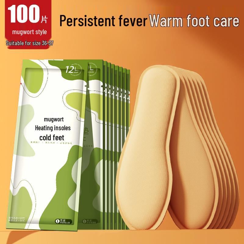 Mugwort Self-Heating Insoles - Warm Foot Patches for Women, Men & Baby - 12-Hour Heating for Cold Feet In Winter