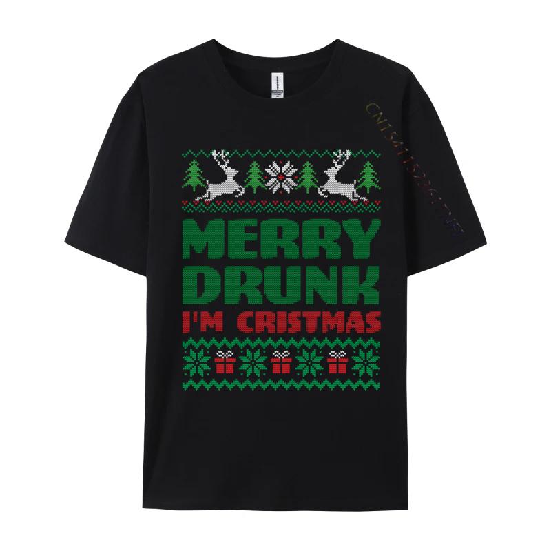 Merry Drunk I Im Christmas I Ugly TShirts Comfortable Tops Tees Fitted Casual Crew Neck Top TShirts