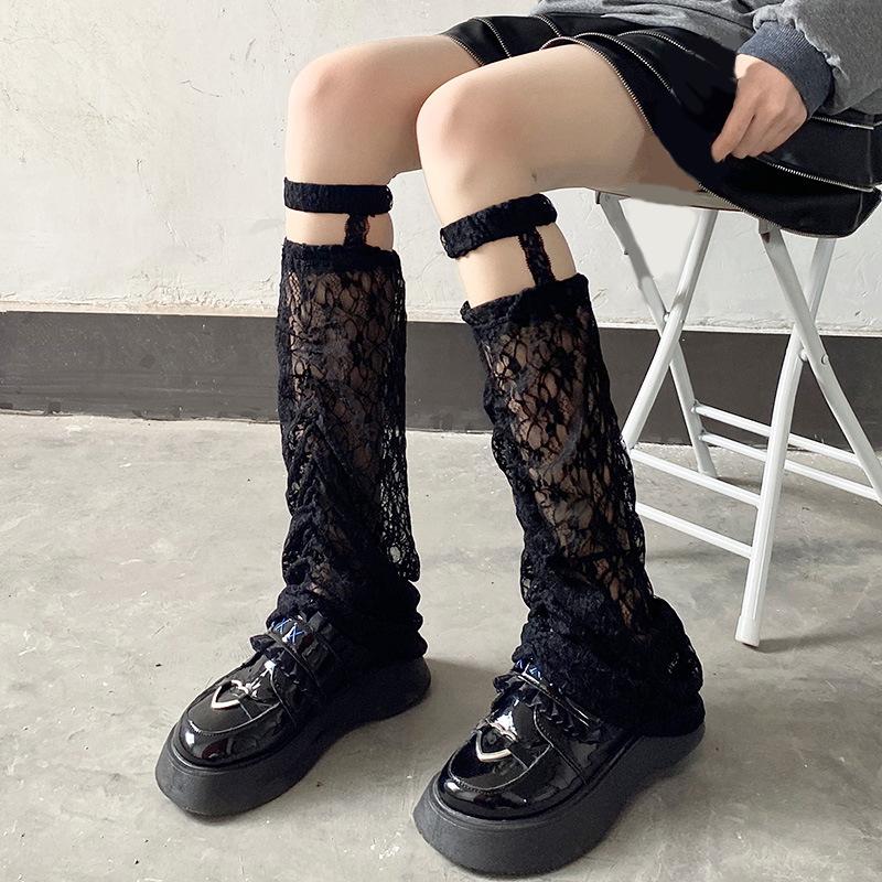 

Lolita s popular hot girl calf socks, sun-protective, slimming, stylish, with suspenders and unique lace trim Average Size