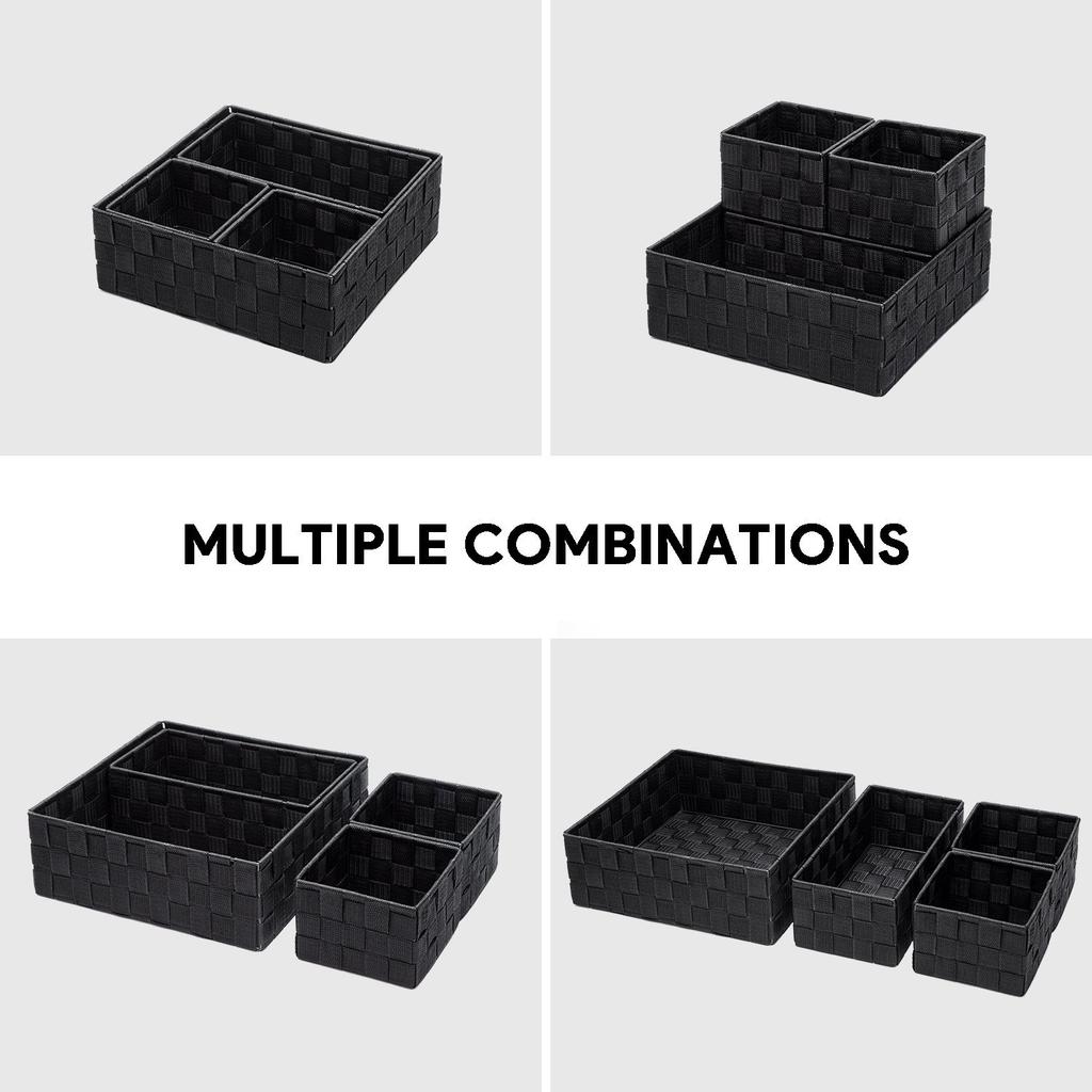 Drawer storage box woven strap storage box cube basket container divider for organizing drawers 4-piece set