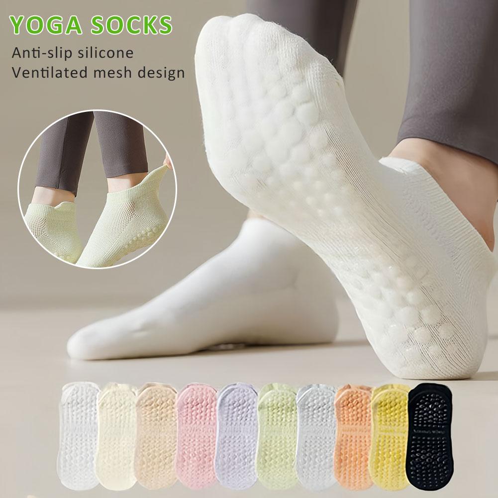 1Pair Women's Yoga Socks Anti-Slip Pilates Beginners Breathable Thin Ladies Boat Socks Summer Indoor Fitness Sports Cotton Socks