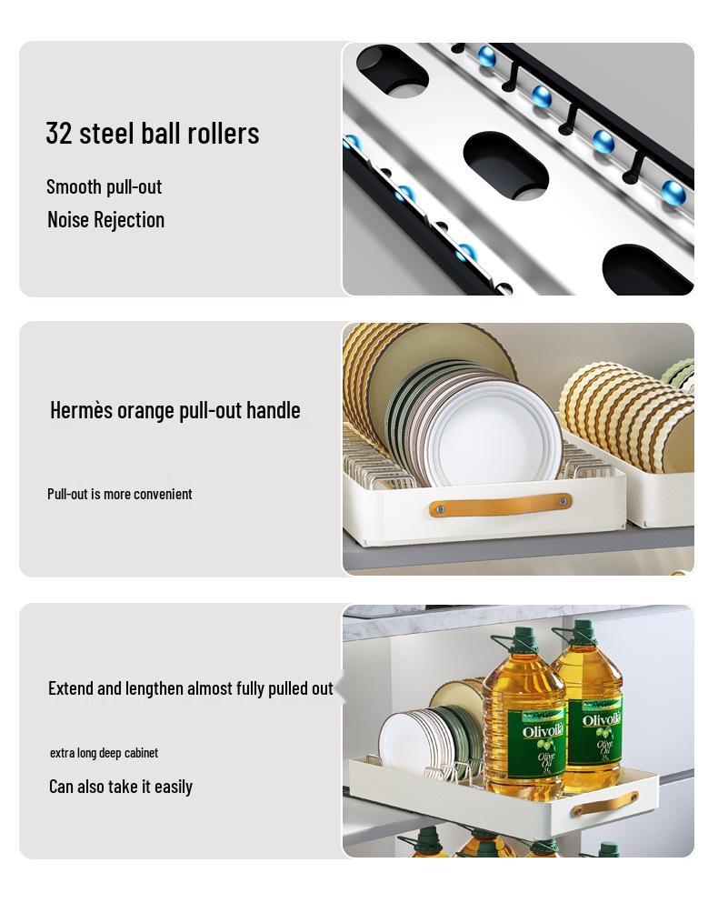 Bowl & Dish Pull-Out Storage Rack - In-Cabinet Drainer & Organizer