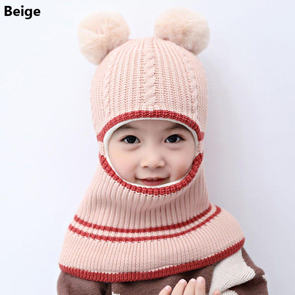 Masked Cap Winter Warm Baby Beanie Hat Cartoon Balaclava Hat Children Knitted  Cap Neck Face Guard