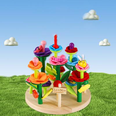 Montessori-Blumengarten-Bauset aus Holz: Kreatives Lernspielzeug zum Blumenarrangieren für Kinder von 2-4 Jahren (Mädchen) – Geschenkidee