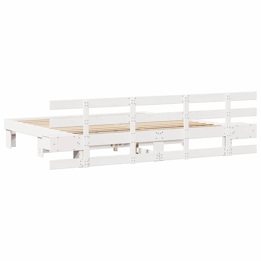 Bed Frame with Headboard White 180 x 200 cm Solid Pine Wood