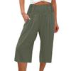 Womens  Summer Trendy Casual Elastic Waist Cropped Trouser Fashion Resort Wear Beach Vacation Pant