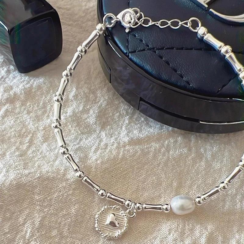 VENTFILLE Bracelet en argent sterling 925 avec perles et nœuds en bambou pour femme et fille, bijoux coréens simples, cadeau d'anniversaire, livraison directe