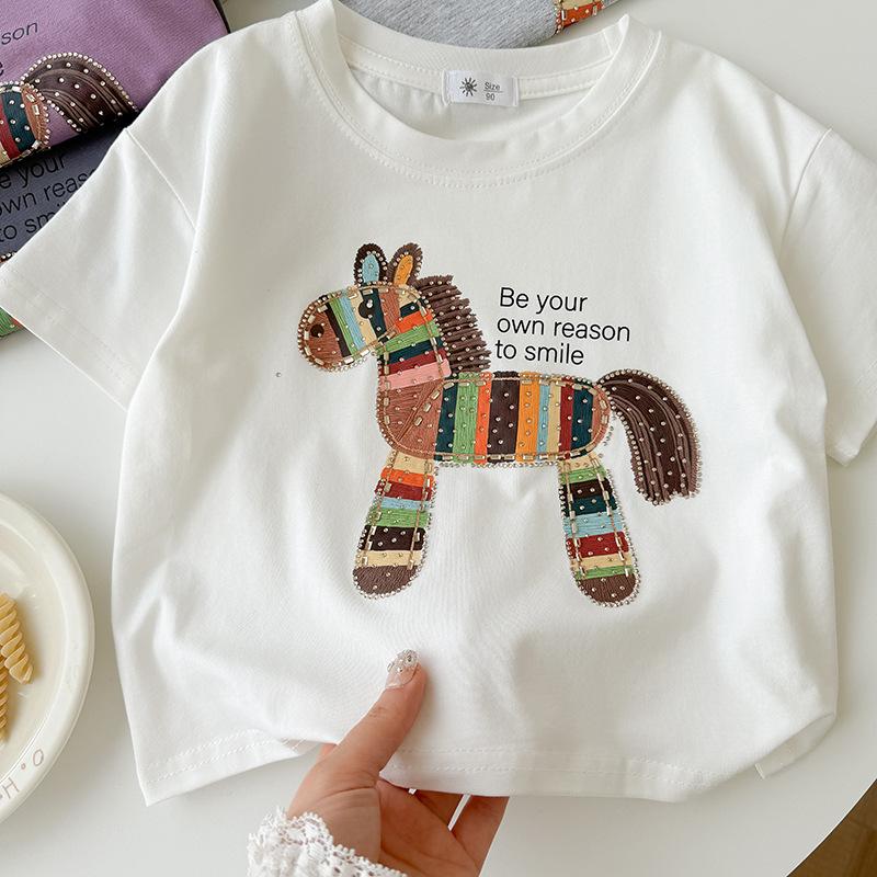 Boy Or Girl Casual Cartoon Pony Short-sleeved T-shirt For Summer, Cute Children's Top