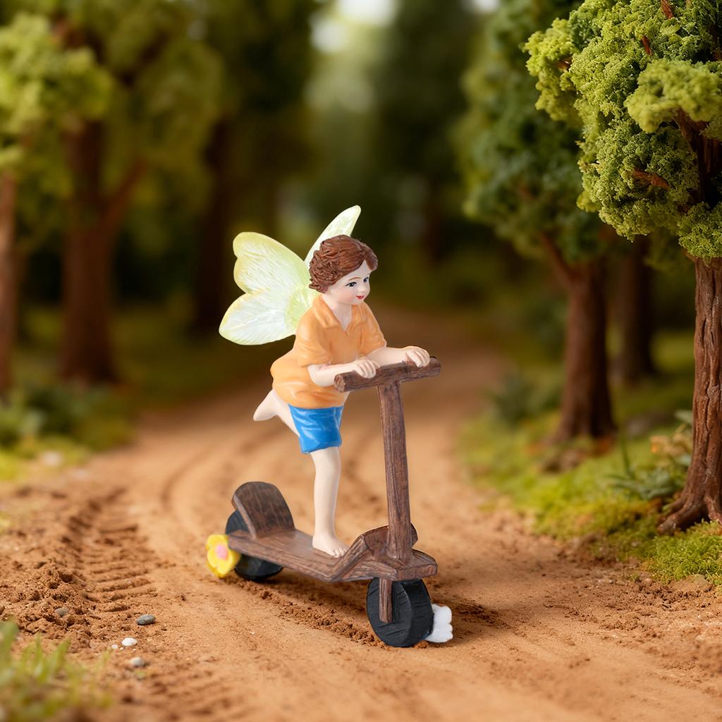 1 piece of flower fairy riding a skateboard, creative outdoor bonsai statue, carefully prepared gift for Valentine's Day/wedding