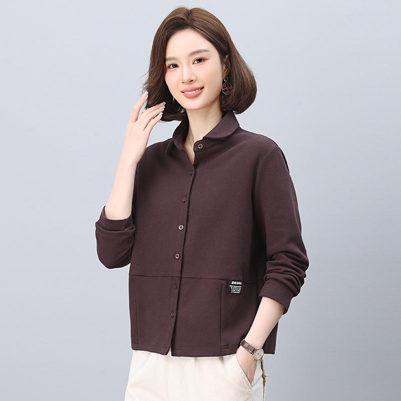 Plus Size Women's Slimming Casual Jacket – Spring 2025 Loose Fit, Long Sleeve Cardigan for Mother's Outfit