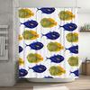 Vibrant Fish Print Shower Curtain Blue Green Yellow Design for Bathroom Decorations Size Customizable