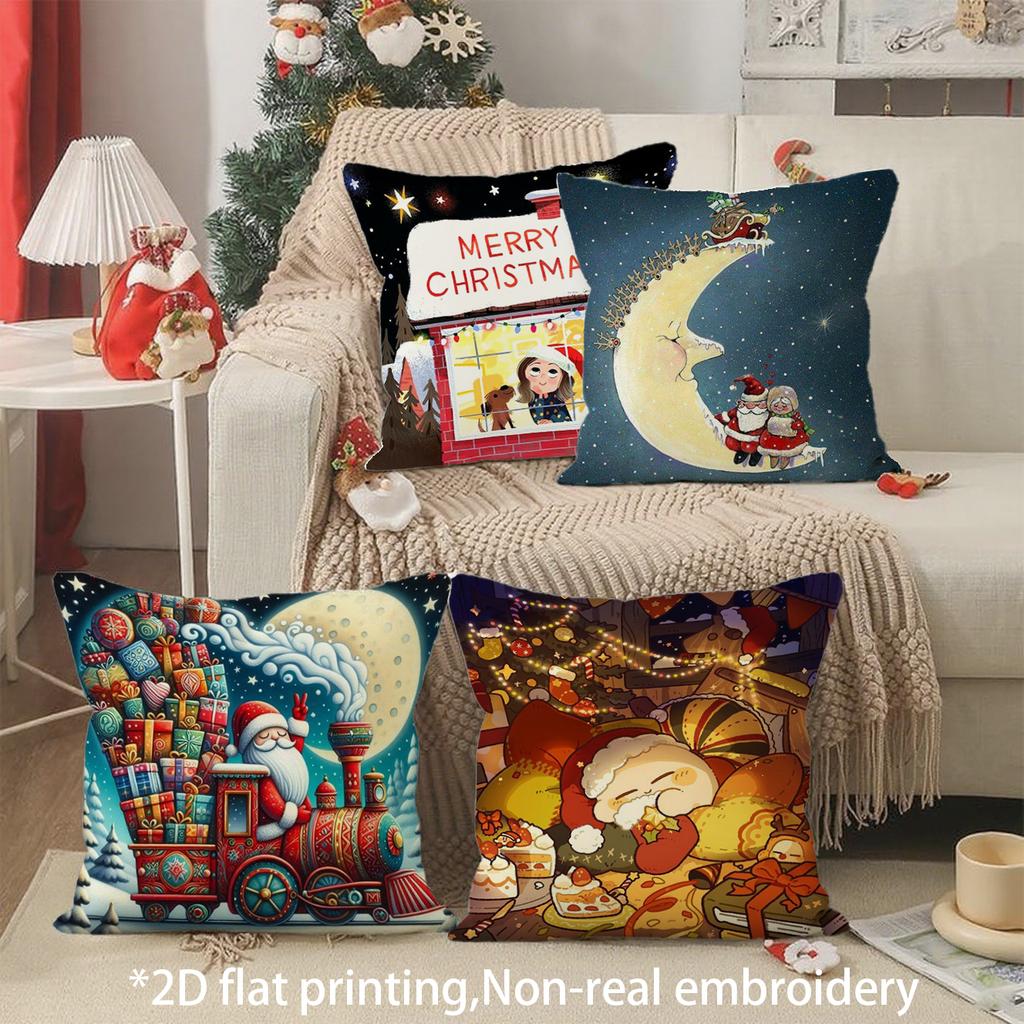Christmas Cute Throw Pillow Covers Pattern Cushion Cover Suitable for Sofa Bedroom Car Pillow Cover