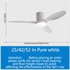25/42/52in Smart Ceiling Fan Light Stepless Dimming LED Lighting Fan 3 Blades DC Motor Silent Ceiling Fan Lamp