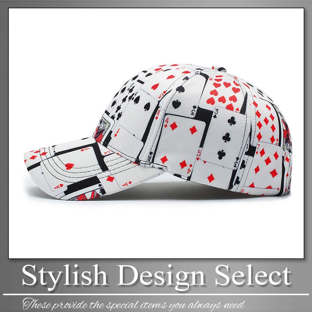 BUZZxSELECTION Casual Cap with English Tarot and Unique Design Men's Letters, Logo, Cards, (CAP185) (White)