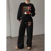 Christmas Theme Women's 2-Piece Set: Loose Crewneck Sweatshirt with Drawstring Straight Pants, Casual Holiday Vibe Outfit