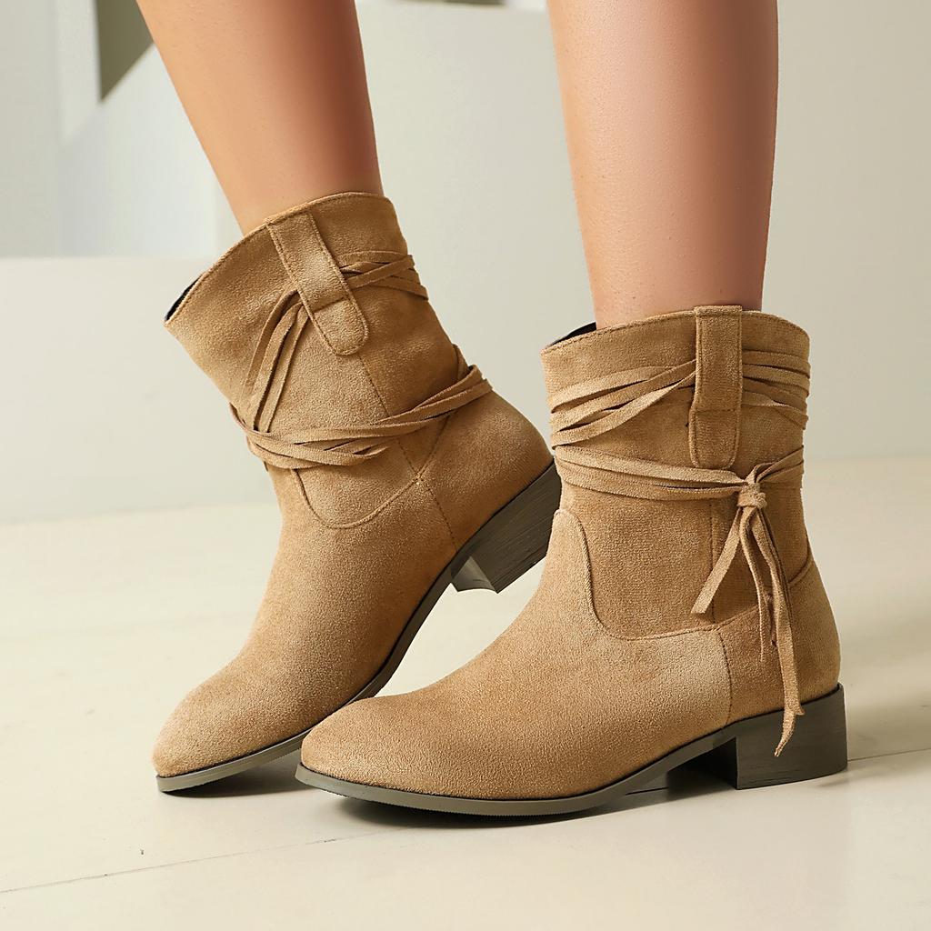 Women's Boots 2026 Autumn/Winter New Product Low Heel Suede Women's Casual Short Boots