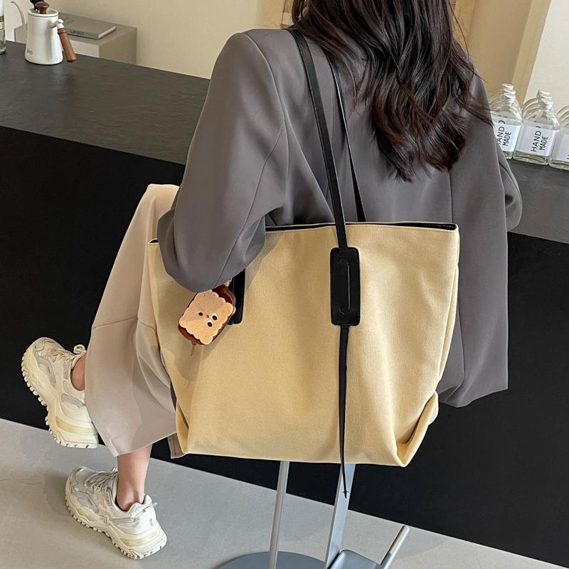 Большая вместительная холщовая сумка женская сумка через плечо сумка через плечо хаки — фото 9