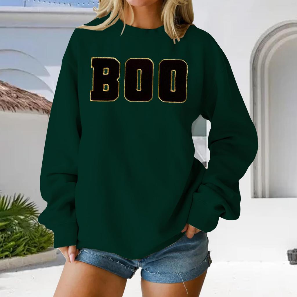 Women's Round Neck Printed Tops Cotton Casual Fashion Long Sleeve Pullover Top Blouse