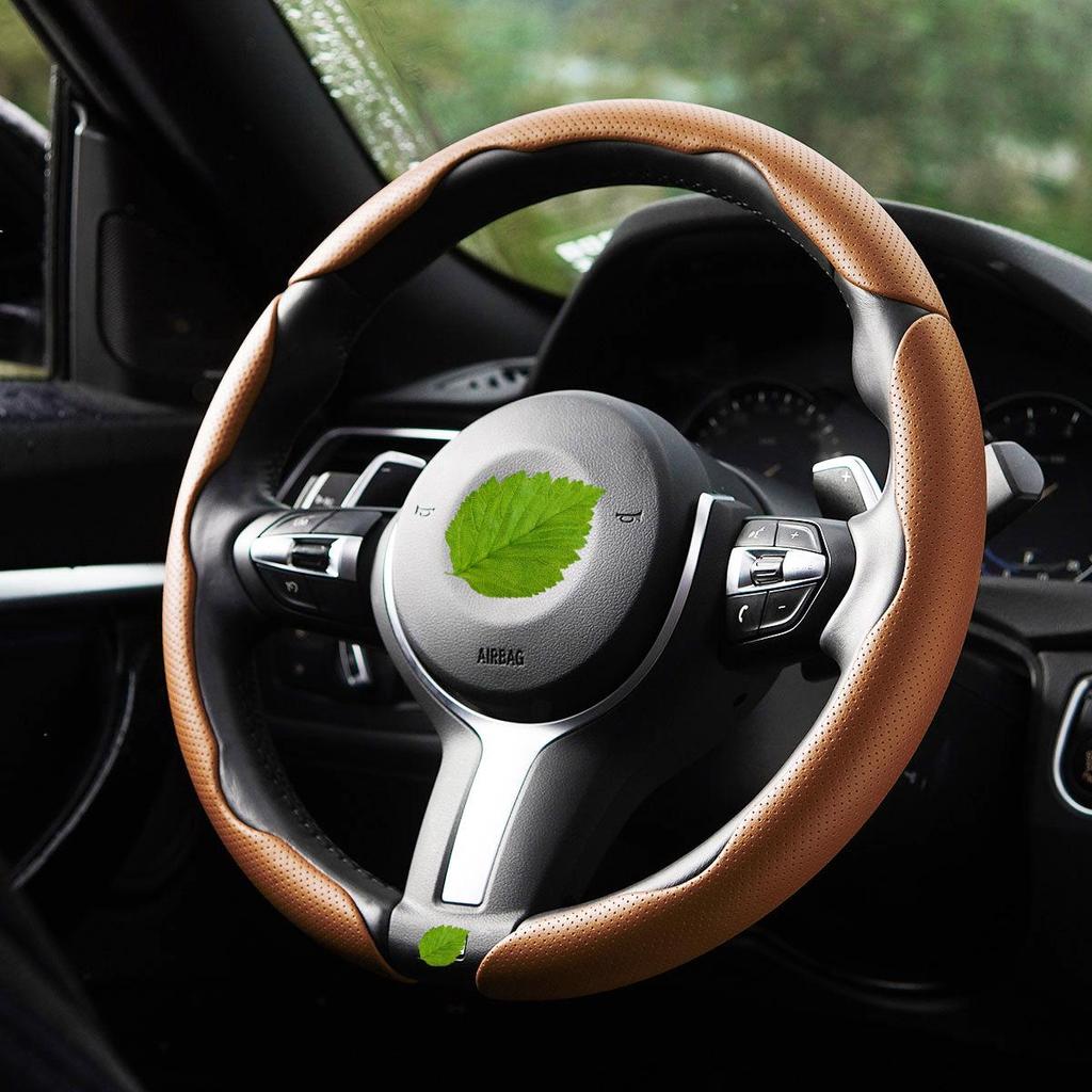"Ultra-Thin Nappa Perforated Clip-On Steering Wheel Cover: Warm in Winter, Cool in Summer, Non-Slip Design"