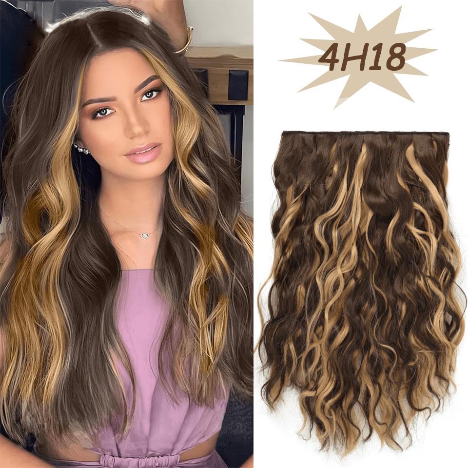 12 tommer 4 stk/sæt Clip-in Hårforlængelser Dame Kort Body Wave Paryk Hårstil Velegnet til Daglig Brug Varmebestandig Fiber Paryk Stykke