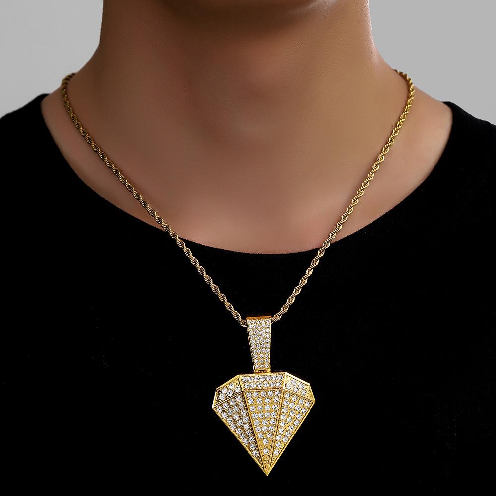 Full Diamond Alloy Pendant Hip Hop Men'S Necklace Personalized Simple Necklace