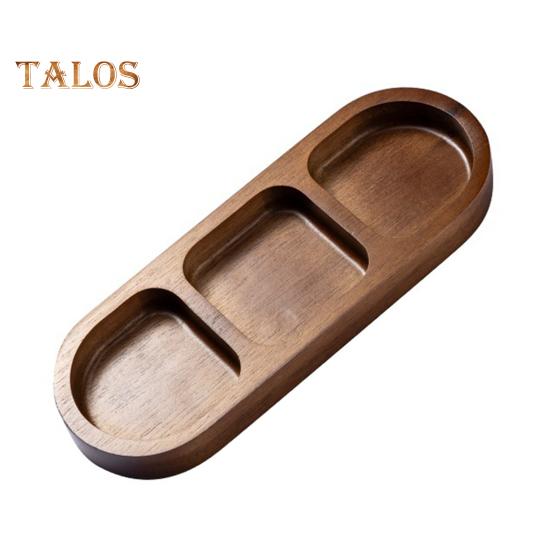 Serviertablett aus Holz mit Unterteilung, Gewürzschale, Soßenschalen mit mehreren Fächern für Snacks, Vorspeisen, Früchte, Süßigkeiten, elegante Holzteller für den täglichen Gebrauch