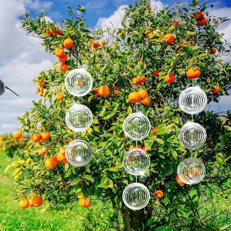Rotating 3D Reflective Garden Ornaments Stainless Bird Scarer Outdoor Decorative Spinner Corrosion Resistant For Patios
