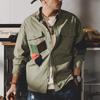 Lässiges Herren-Langarmhemd im Vintage-Stil, lockere Passform, für Frühling/Herbst – Instagram-trendig, Ethnisch inspiriertes, Farbblock-Herrenoberteil