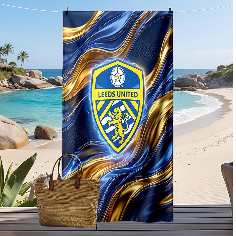 Asciugamano da Spiaggia con Stampa Leeds United Football, Asciugamano Grande Morbido ad Asciugatura Rapida per Spiaggia Campeggio Nuoto
