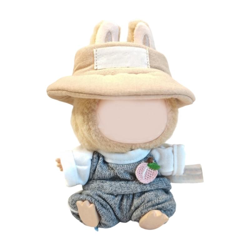 Doll Outfit Set Suspender and Hat For 15cm Figure Doll Soft Polyester Doll Overalls Matching Hat Doll Display Clothing