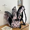 Large Capacity Plaid Backpack Women's Star Printed Student School Bag with Coin Purse