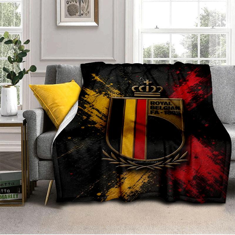 Belgian Football Association Emblem Blanket Suitable for Sofas, Beds, Offices, And Camping - Perfect Gift for Halloween Christmas