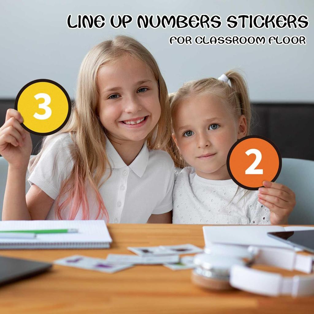 Floor Number Stickers for Classroom Lining up - 36PCS Line up Spots for Classroom Floor Stickers Dots Floors Numbers Decals for Back to School