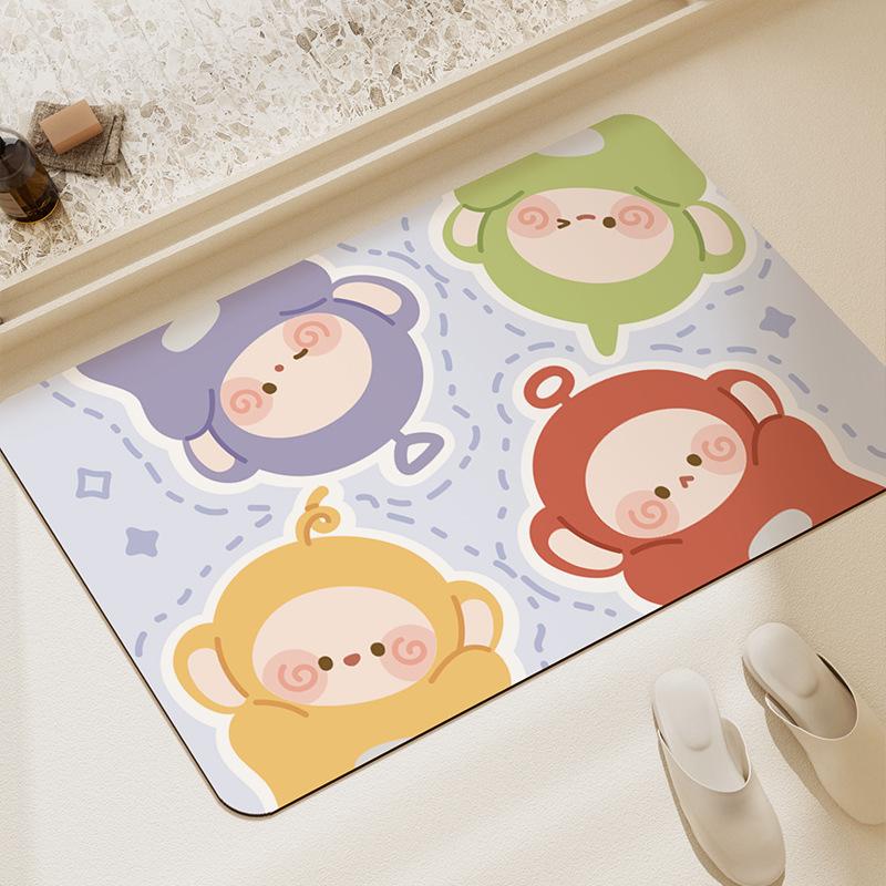 Cute Cartoon Diatom Mud Restroom Mat Moisture Moisture-wicking Dirt Resistance Foot Mat Take Care Bathroom Strong Moisture-wicking Foot Mat Door
